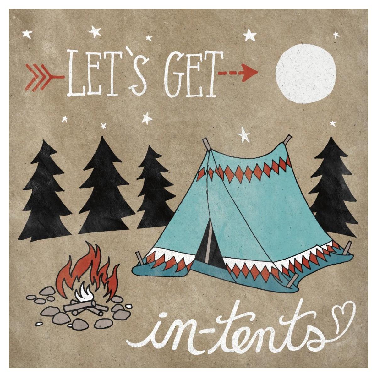 Adventure Love Tent Taupe -Paper Art-42"x42"