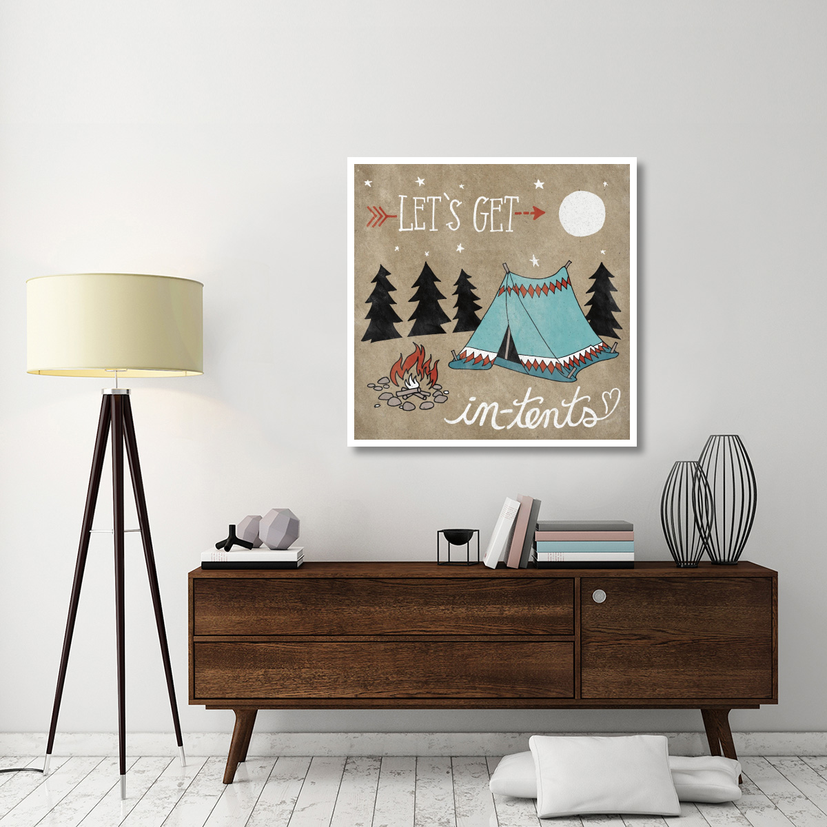Adventure Love Tent Taupe -Paper Art-42&quotx42"