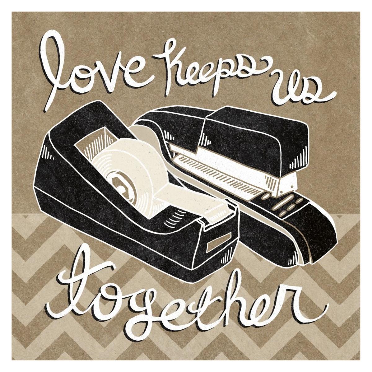 Love Keeps Us Together Taupe -Paper Art-32"x32"