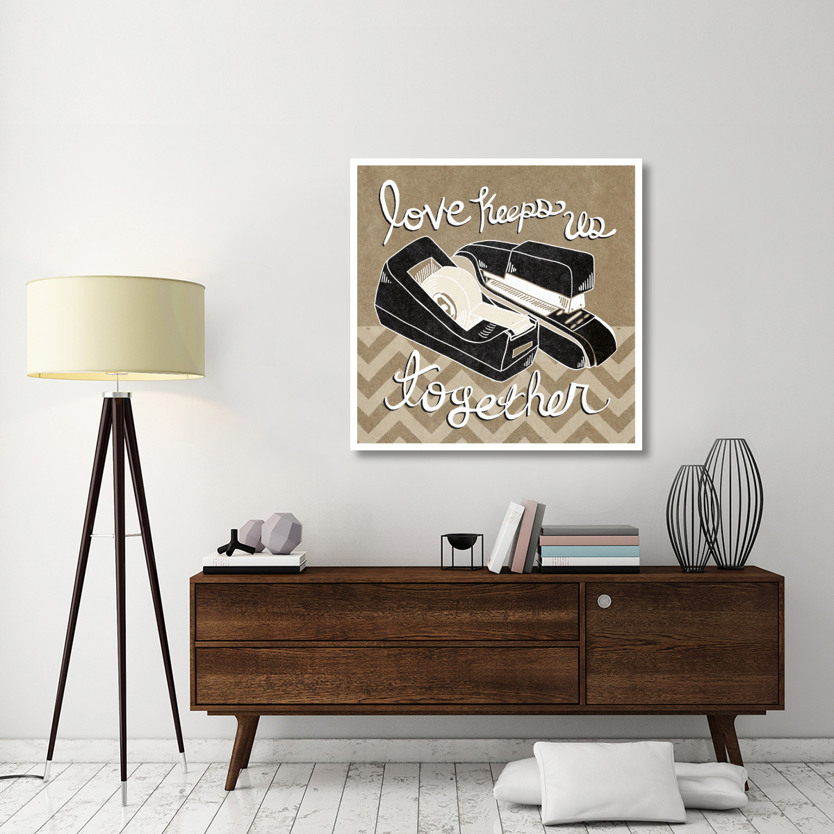 Love Keeps Us Together Taupe -Paper Art-42&quotx42"
