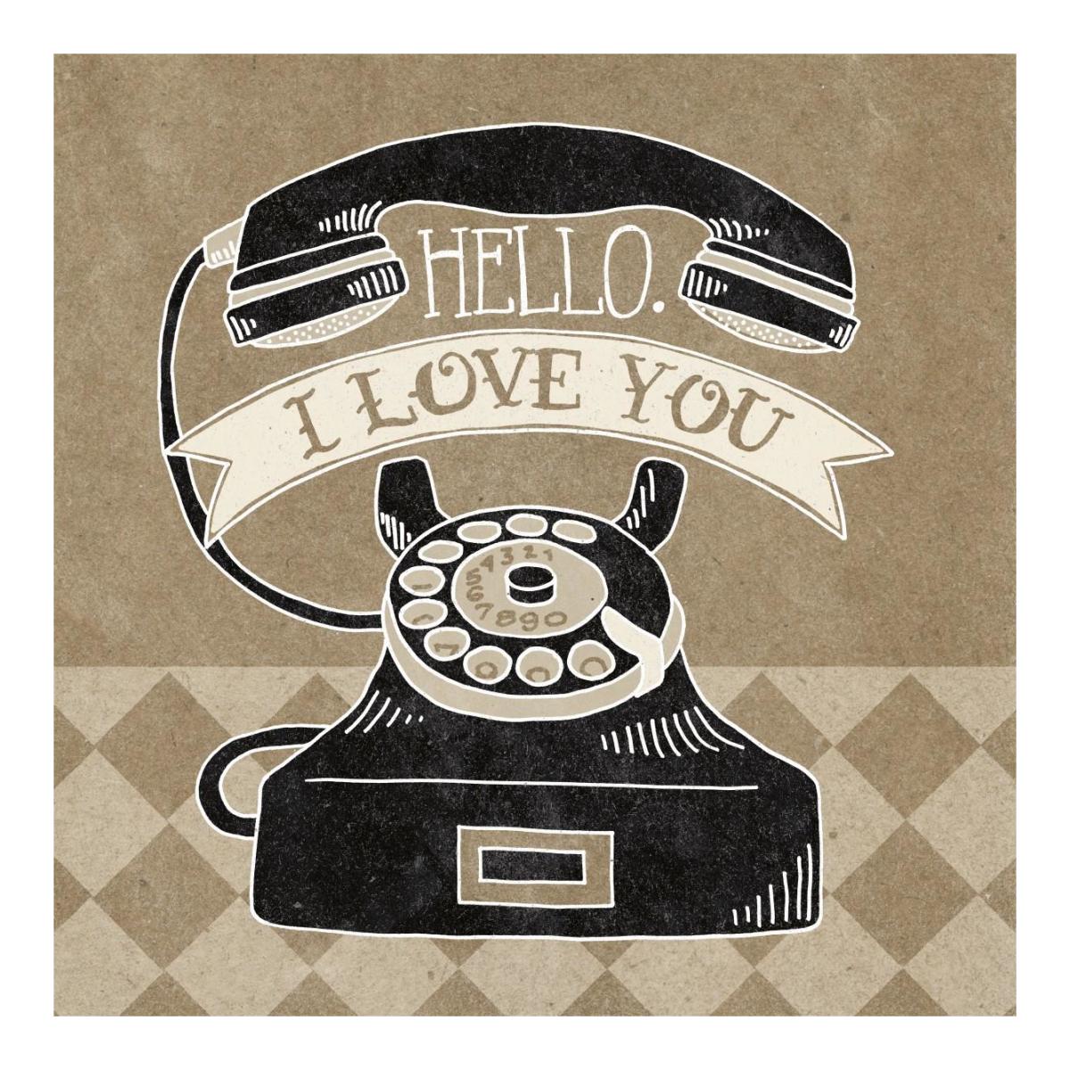 Hello I Love You Taupe -Paper Art-20"x20"