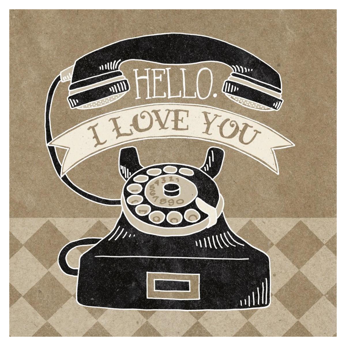 Hello I Love You Taupe -Paper Art-38"x38"