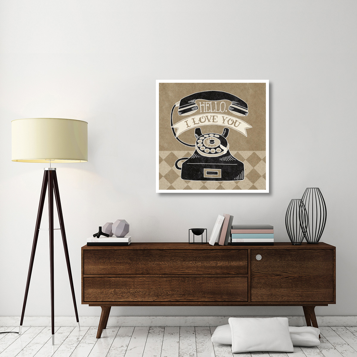 Hello I Love You Taupe -Paper Art-38&quotx38"