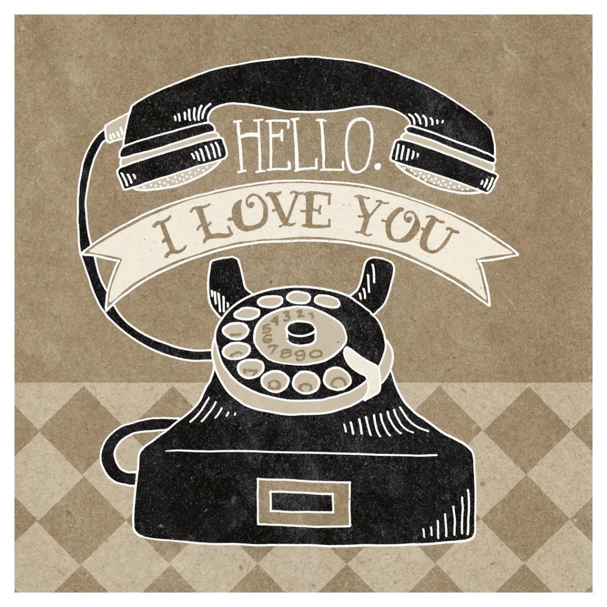 Hello I Love You Taupe -Paper Art-42"x42"