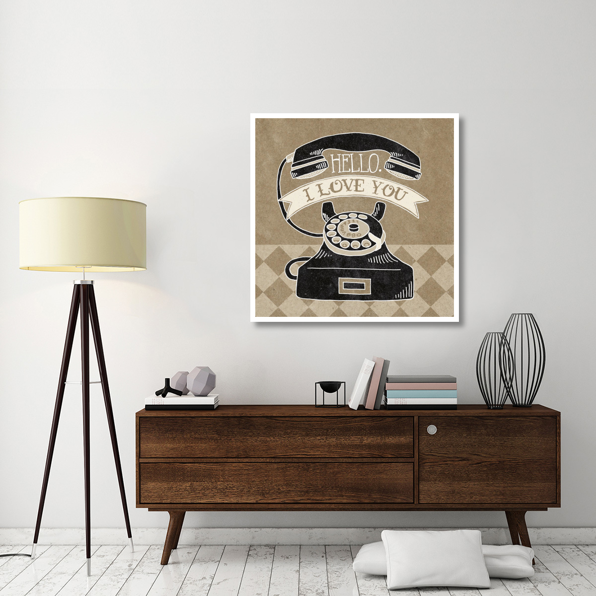Hello I Love You Taupe -Paper Art-42&quotx42"