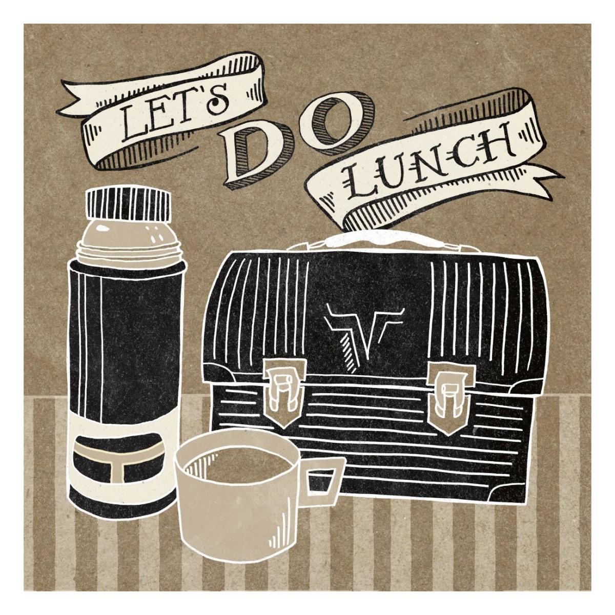 Lets Do Lunch Taupe -Paper Art-26"x26"