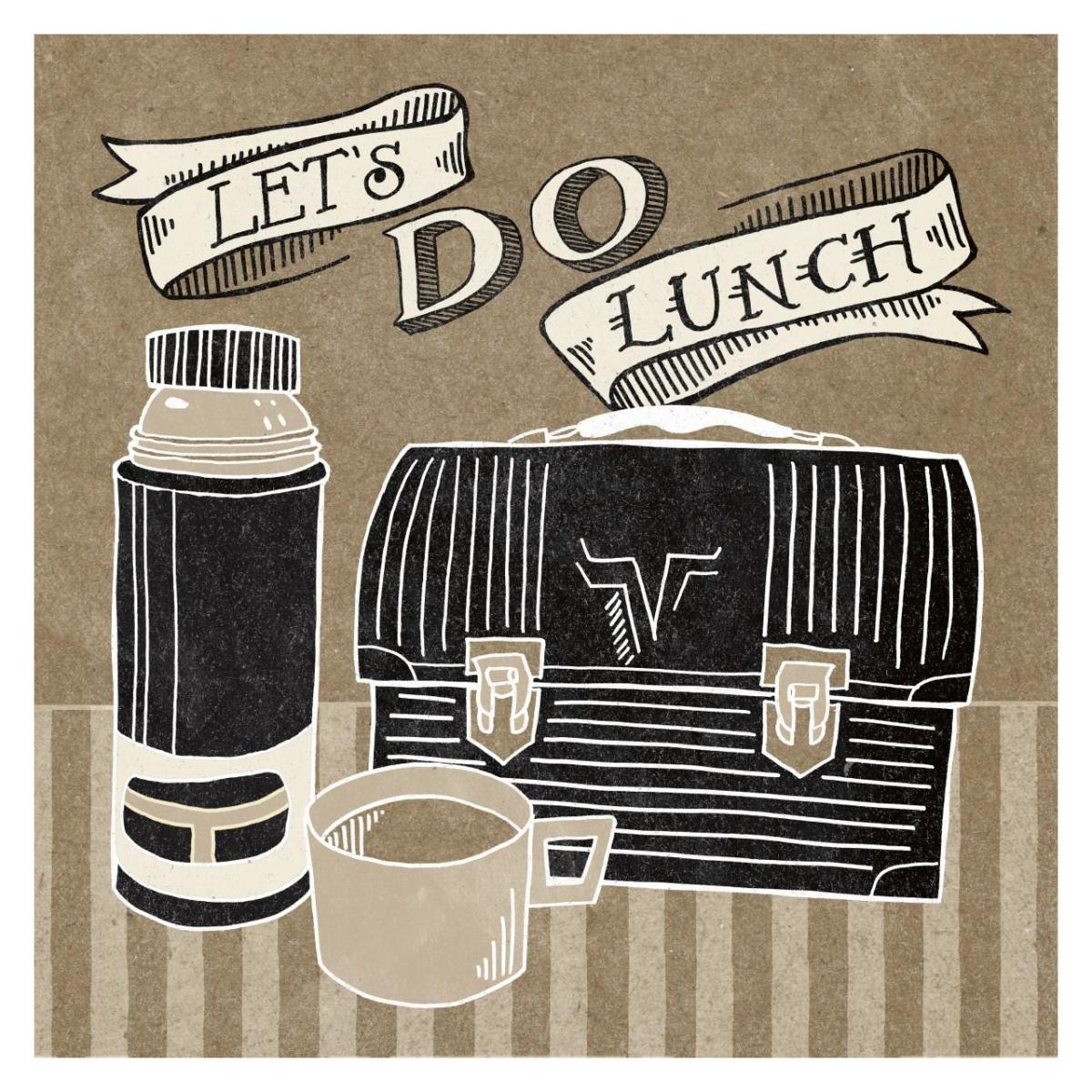 Lets Do Lunch Taupe -Paper Art-32"x32"