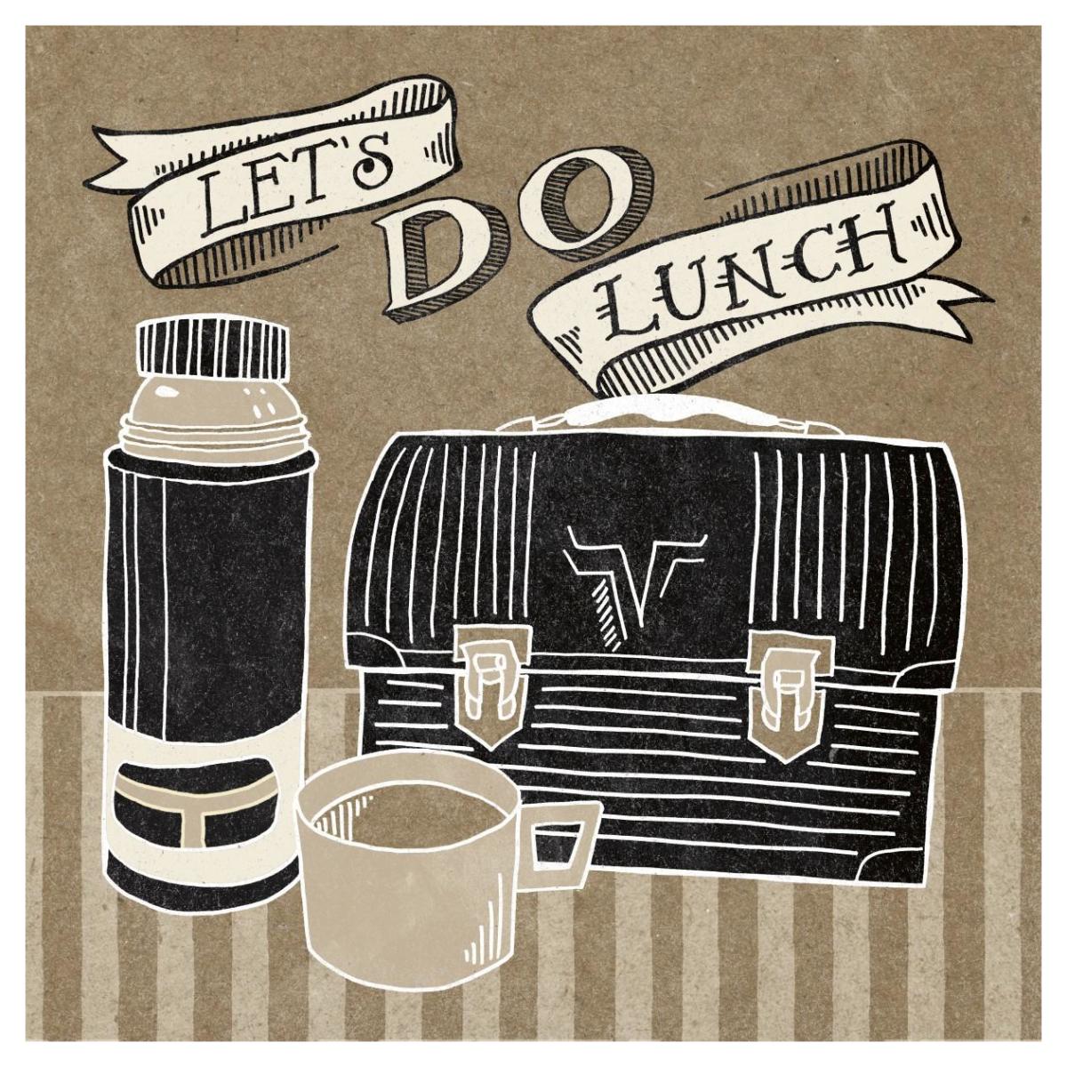 Lets Do Lunch Taupe -Paper Art-42"x42"