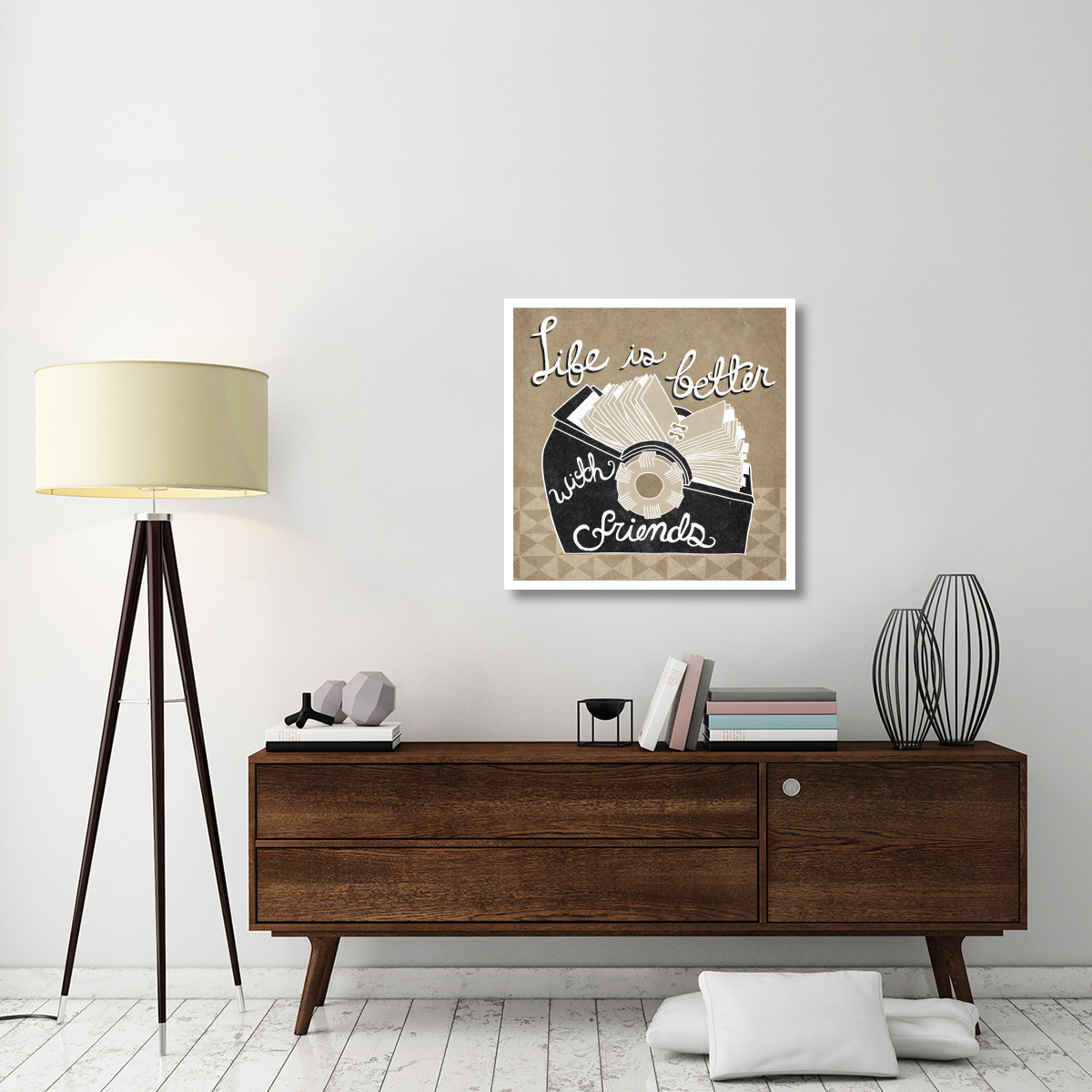 Life is Better with Friends Taupe -Paper Art-32&quotx32"