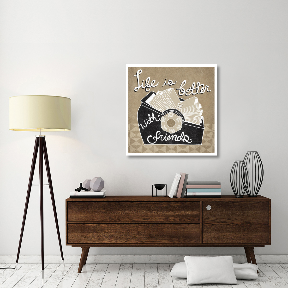 Life is Better with Friends Taupe -Paper Art-38&quotx38"