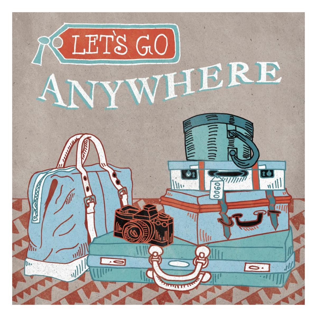 Adventure Love Suitcase -Paper Art-26"x26"