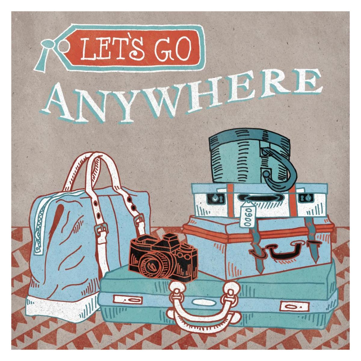 Adventure Love Suitcase -Paper Art-32"x32"