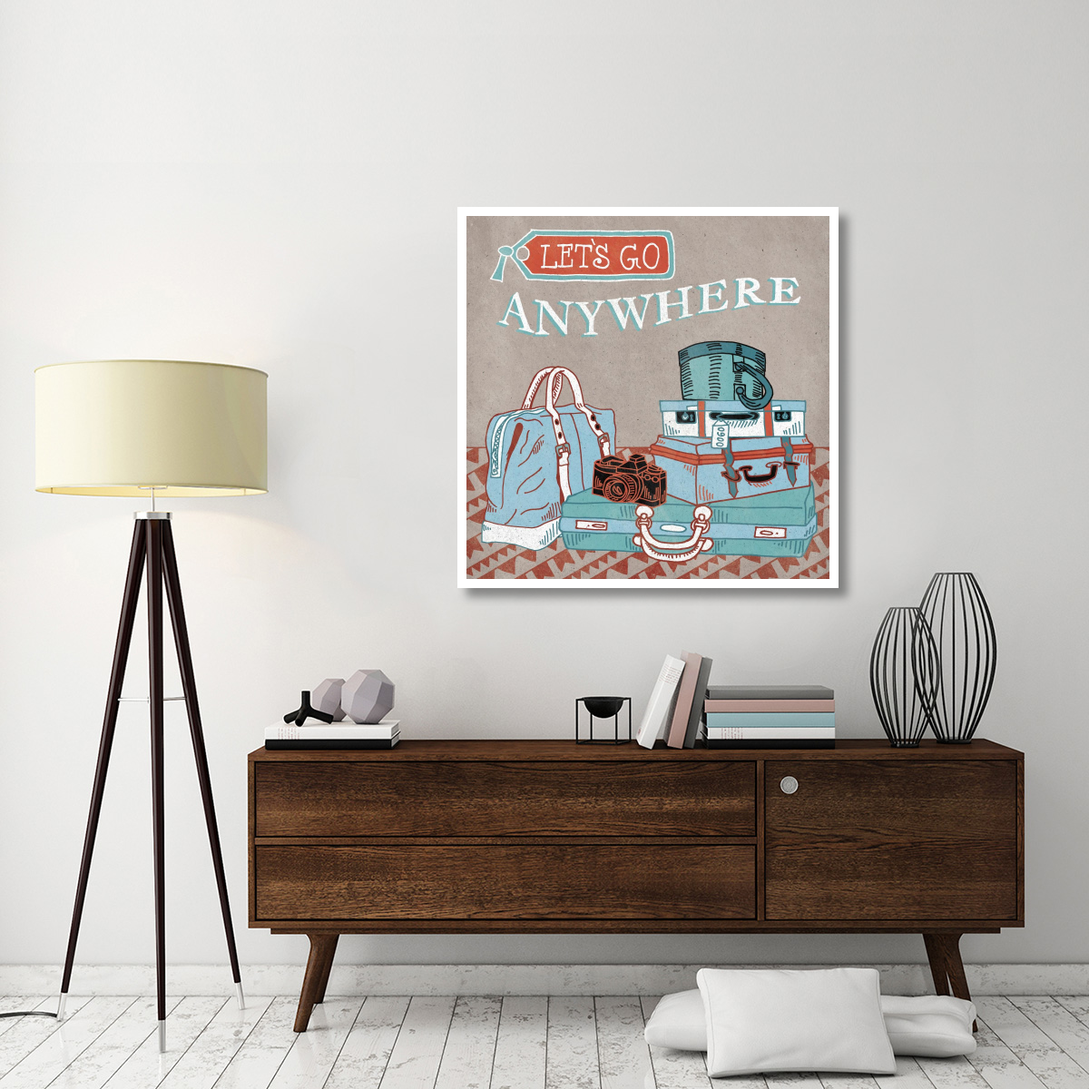 Adventure Love Suitcase -Paper Art-42&quotx42"