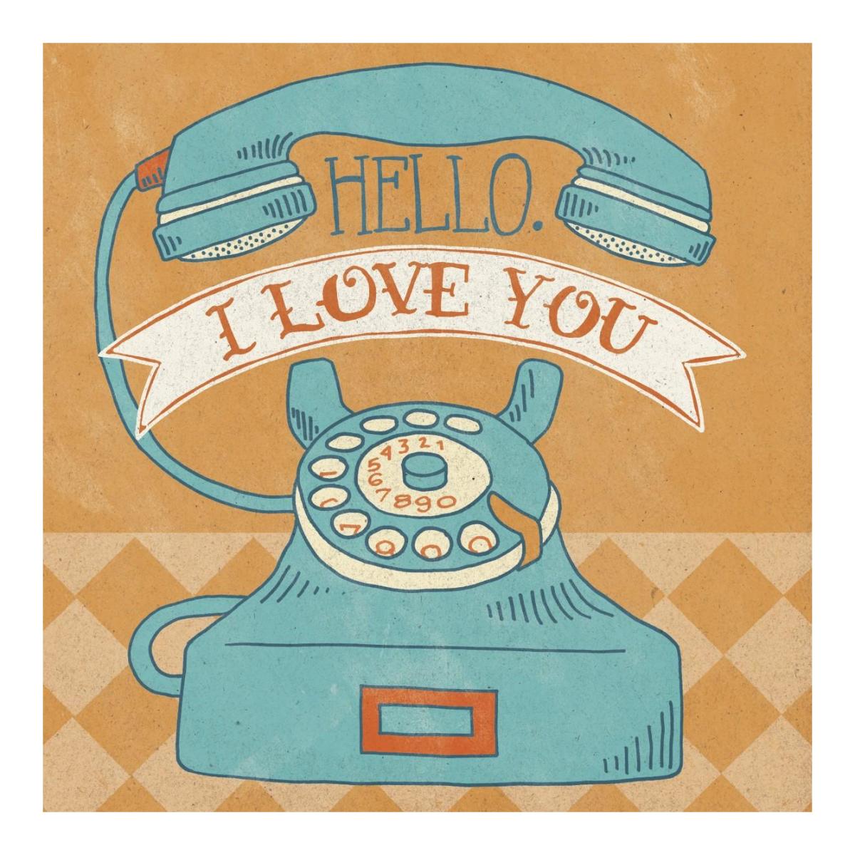 Hello I Love You Orange -Paper Art-20"x20"
