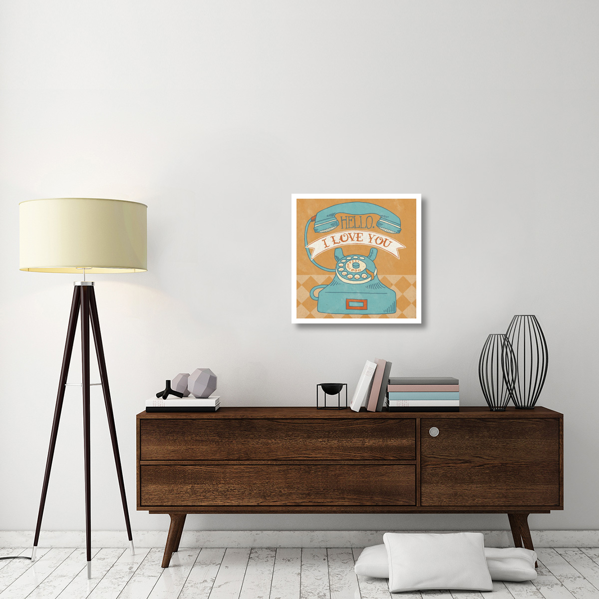 Hello I Love You Orange -Paper Art-26&quotx26"