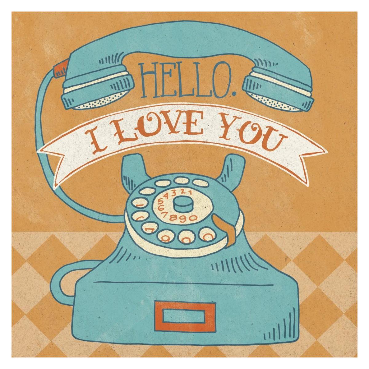 Hello I Love You Orange -Paper Art-32"x32"