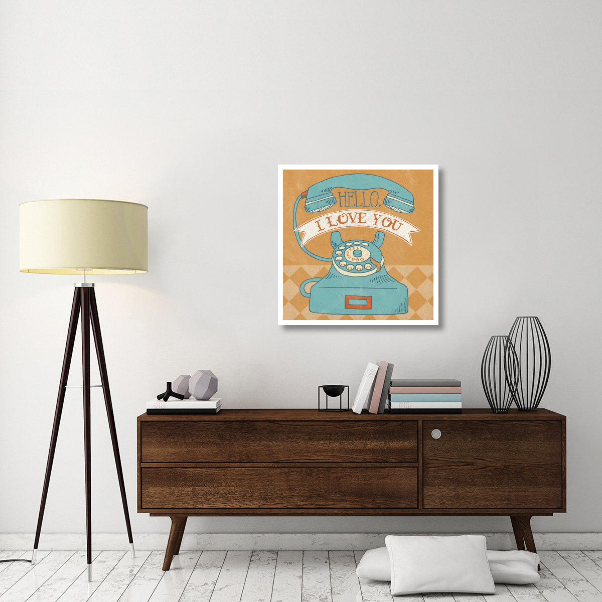 Hello I Love You Orange -Paper Art-32&quotx32"
