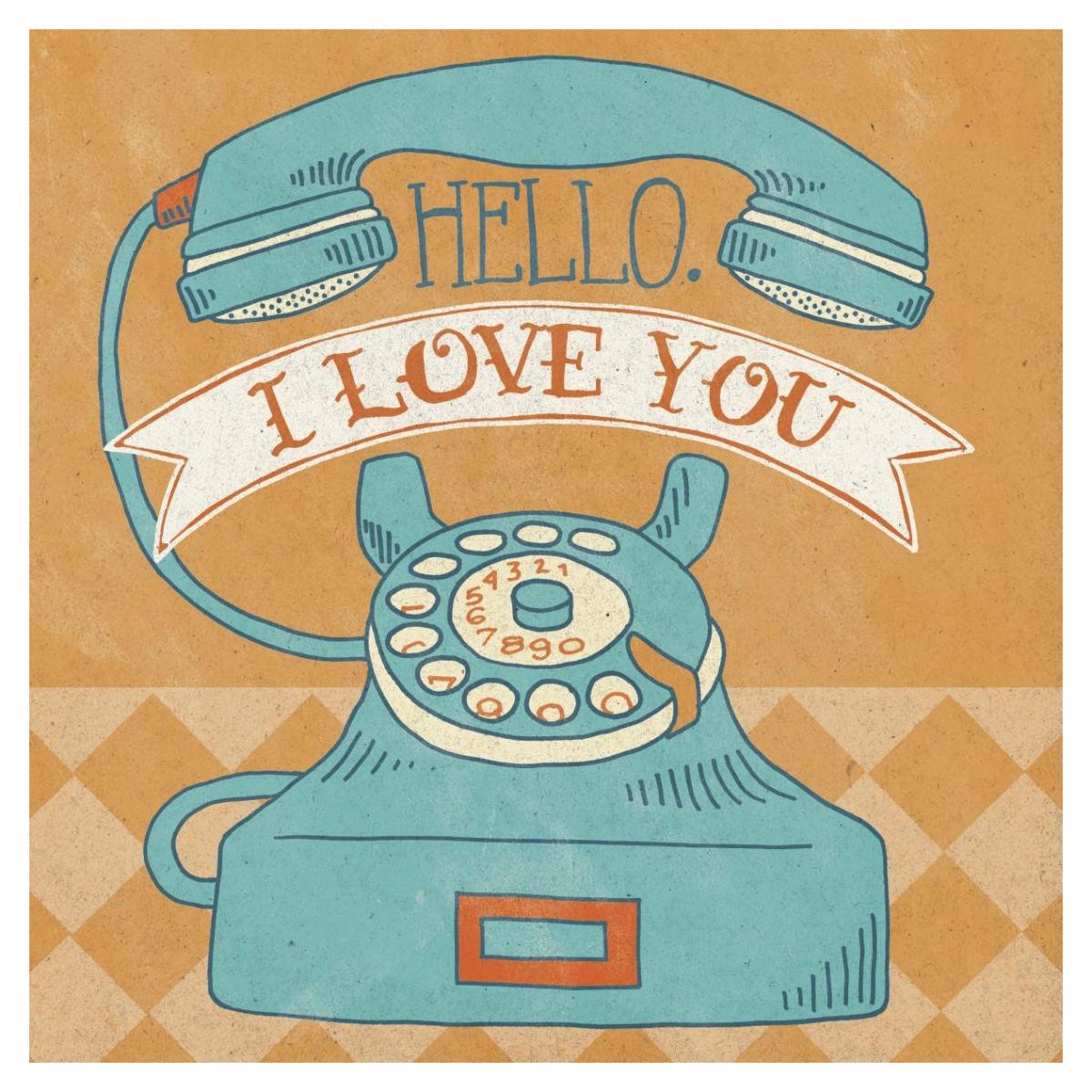 Hello I Love You Orange -Paper Art-38"x38"