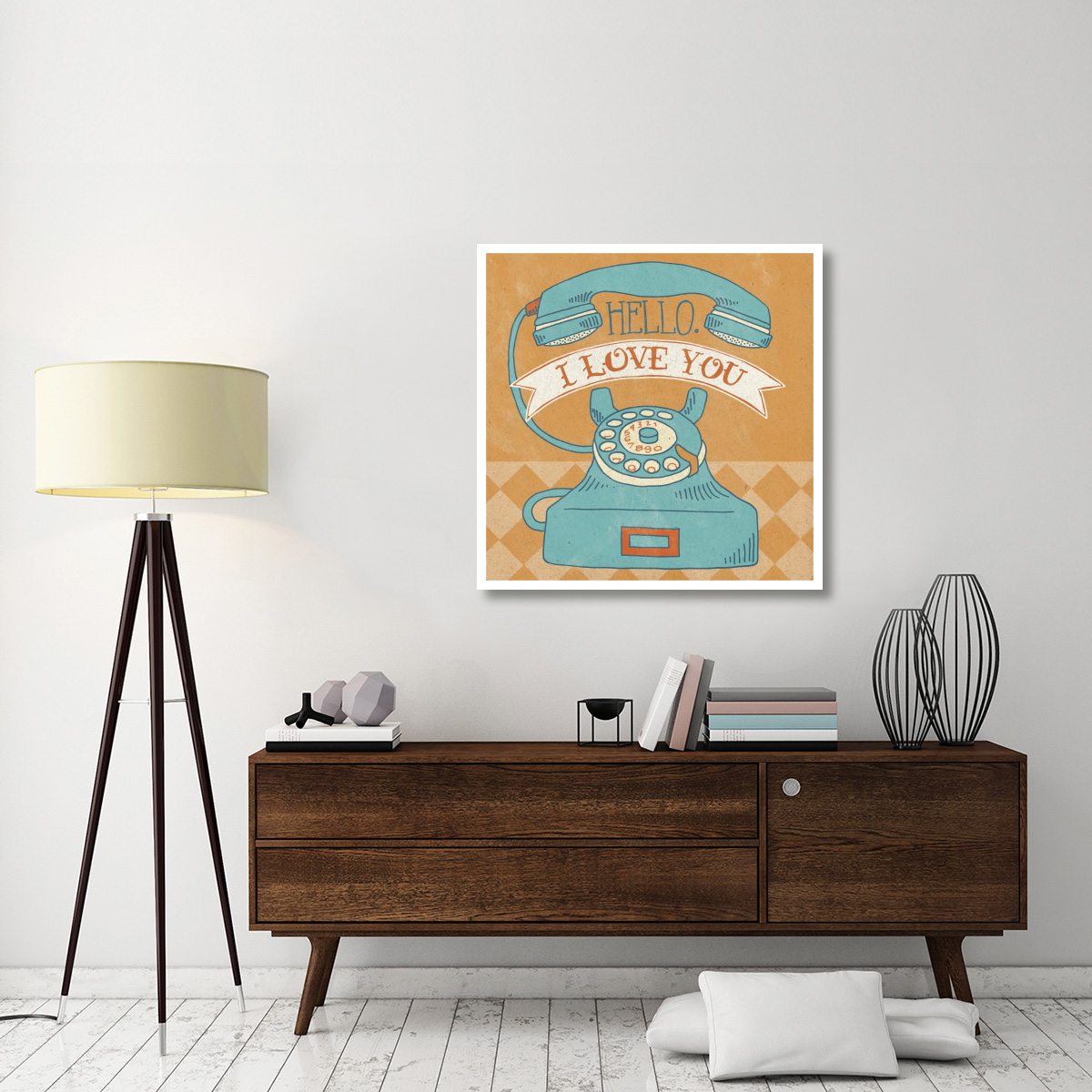 Hello I Love You Orange -Paper Art-38&quotx38"