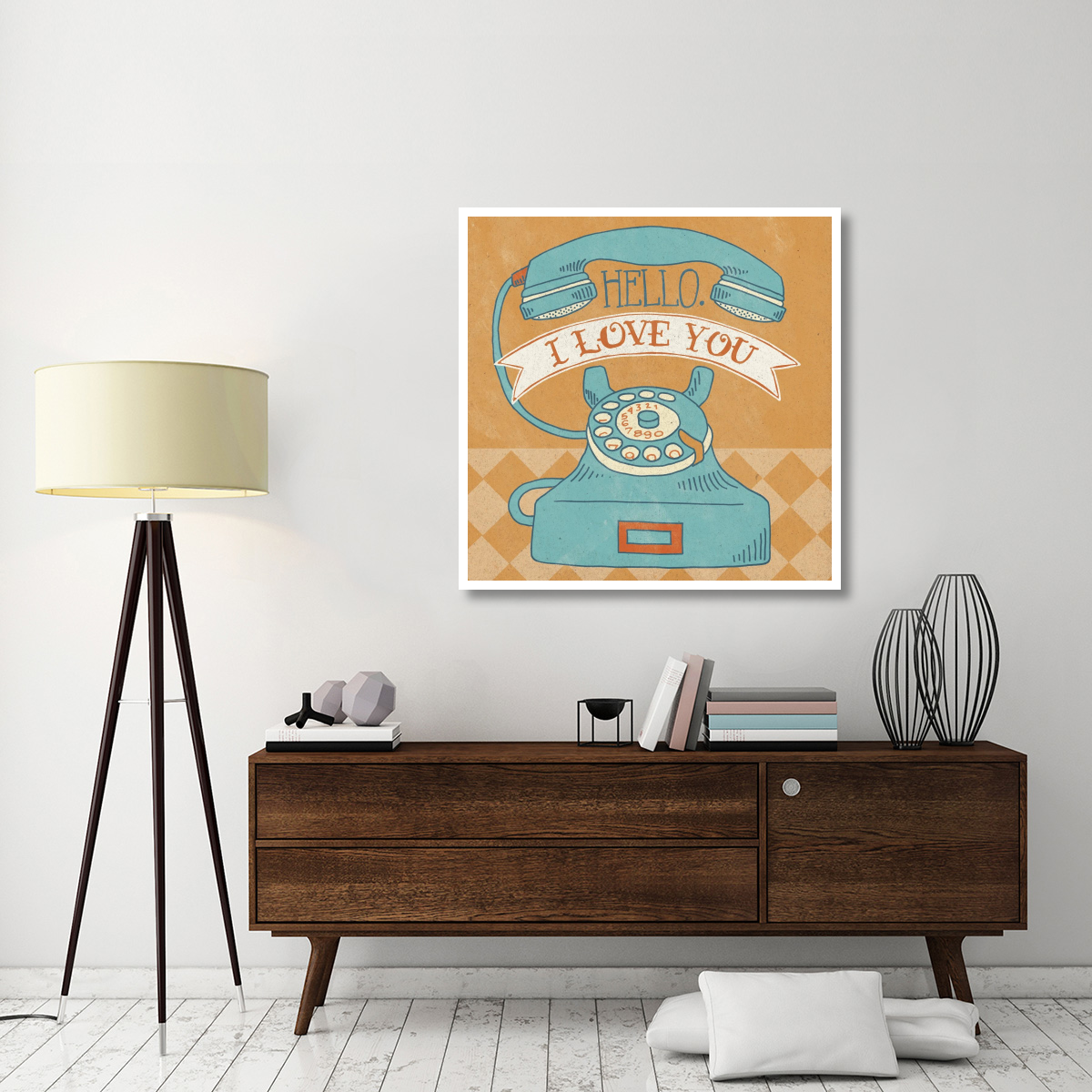 Hello I Love You Orange -Paper Art-42&quotx42"