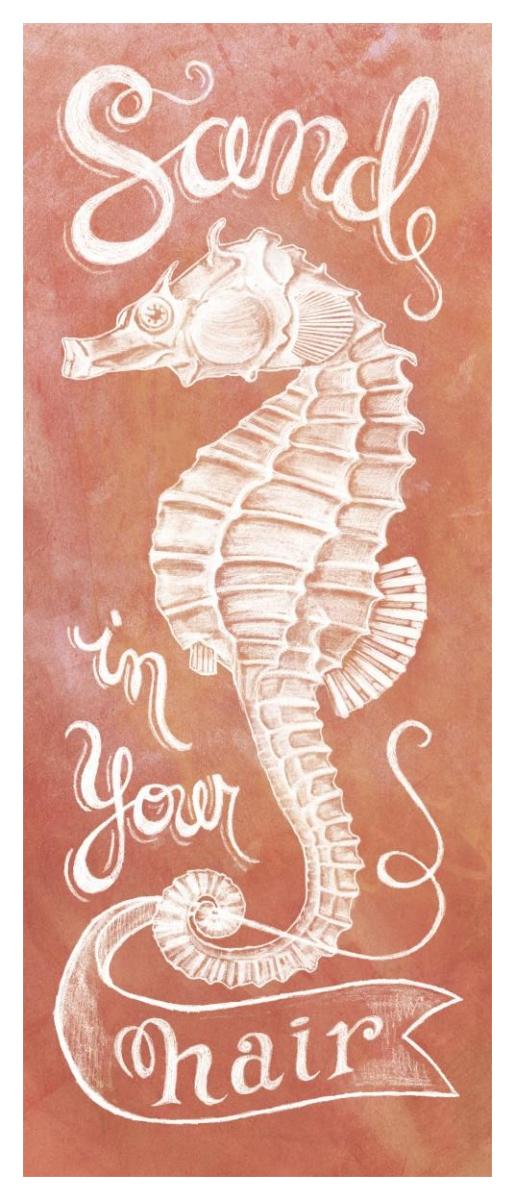 Sea Horse Coral -Paper Art-22"x52"