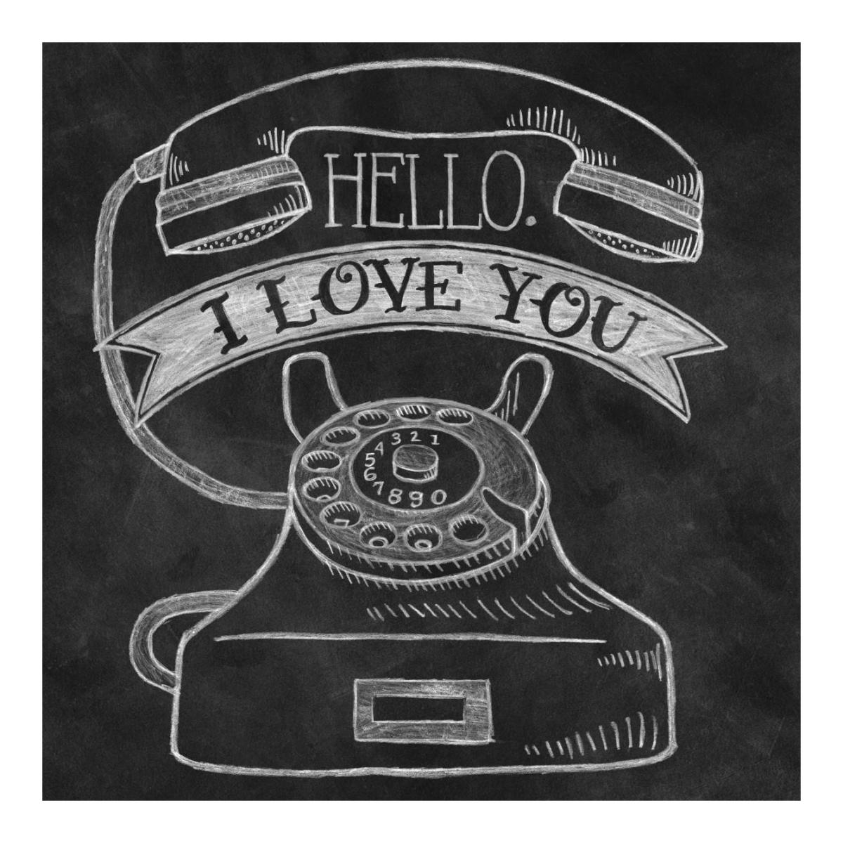 Hello I Love You Chalk -Paper Art-20"x20"