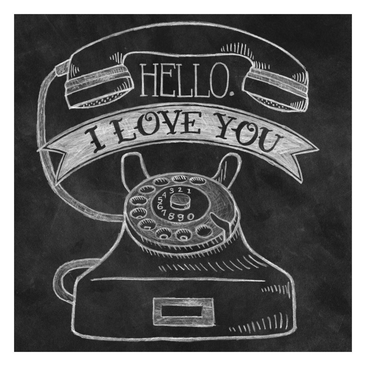 Hello I Love You Chalk -Paper Art-26"x26"