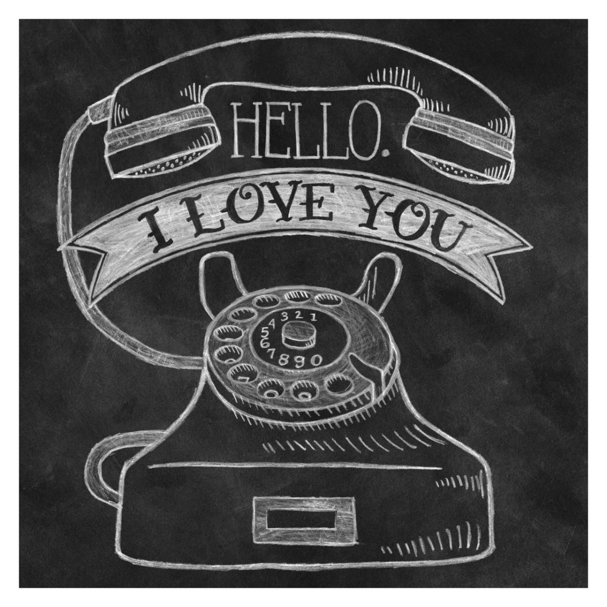 Hello I Love You Chalk -Paper Art-32"x32"