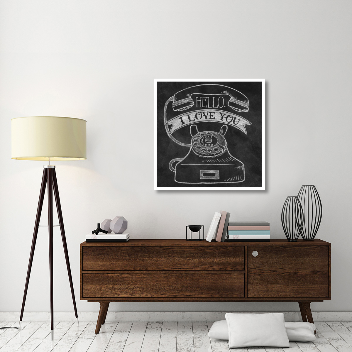Hello I Love You Chalk -Paper Art-38&quotx38"