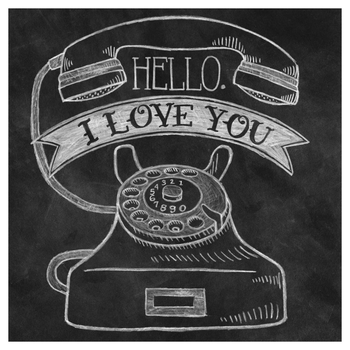 Hello I Love You Chalk -Paper Art-42"x42"