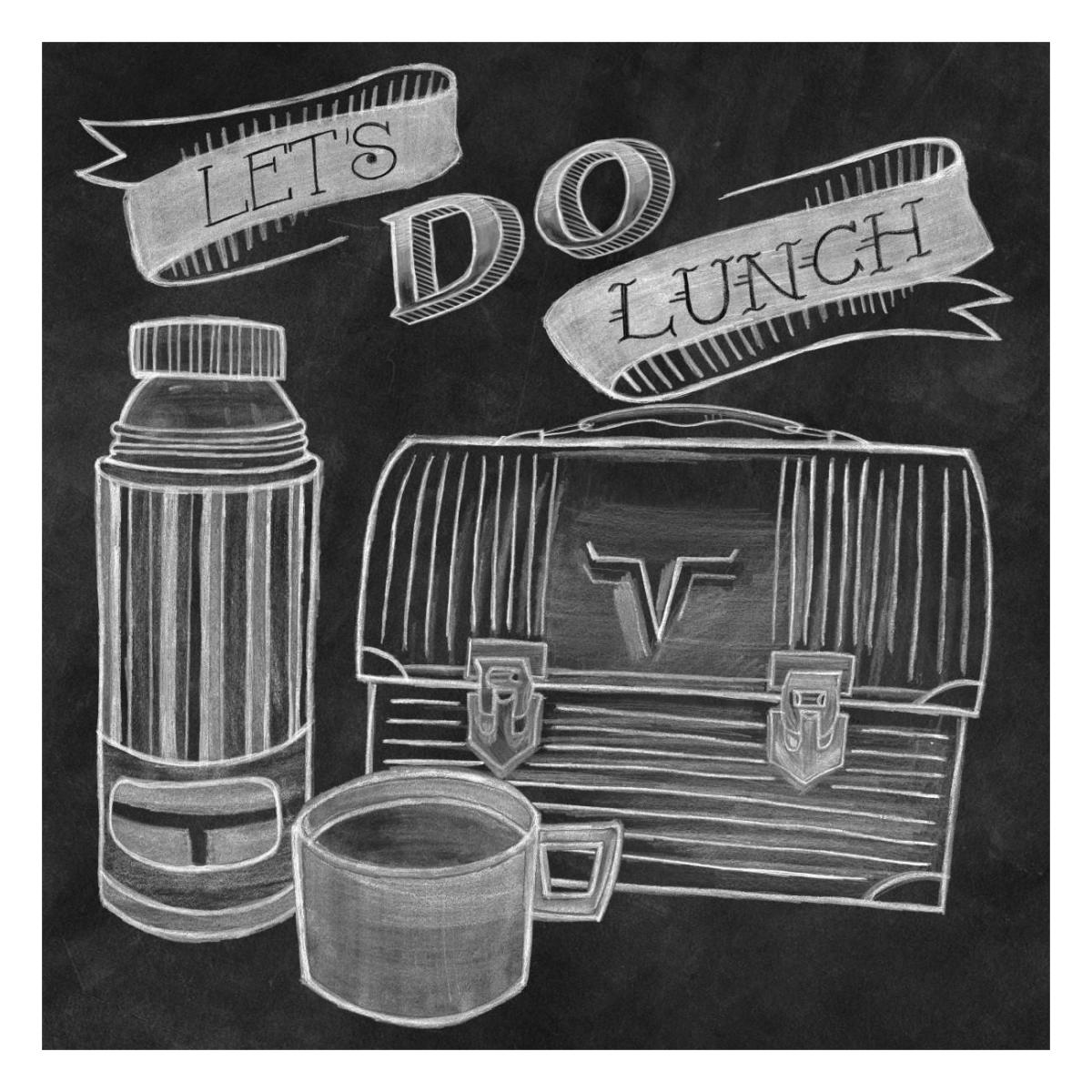 Let's Do Lunch Chalk -Paper Art-26"x26"