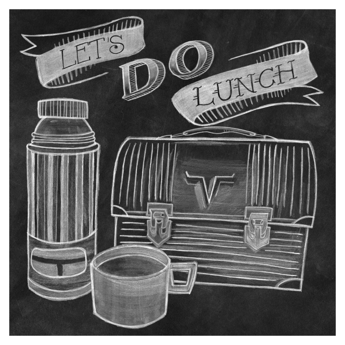 Let's Do Lunch Chalk -Paper Art-38"x38"