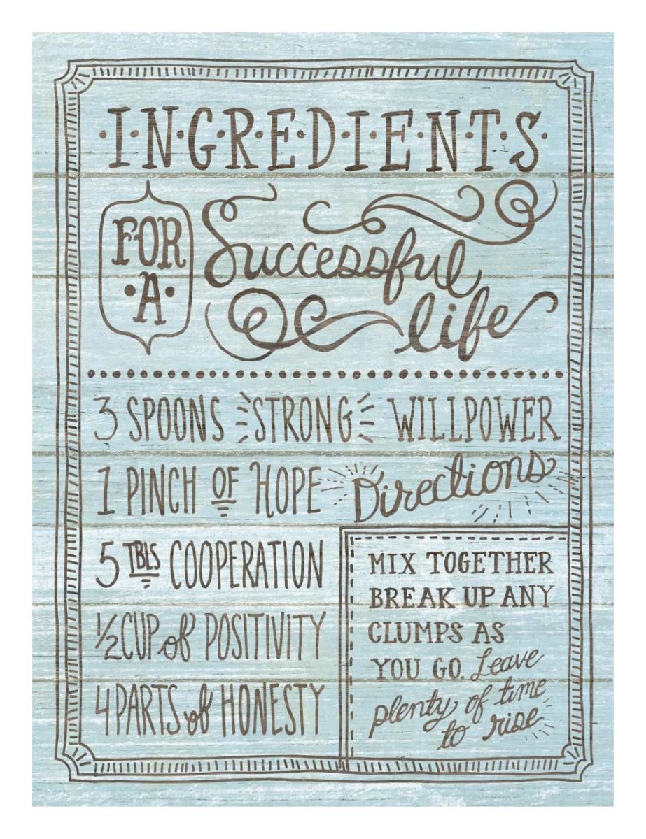 Ingredients For Life I Blue -Paper Art-20"x26"