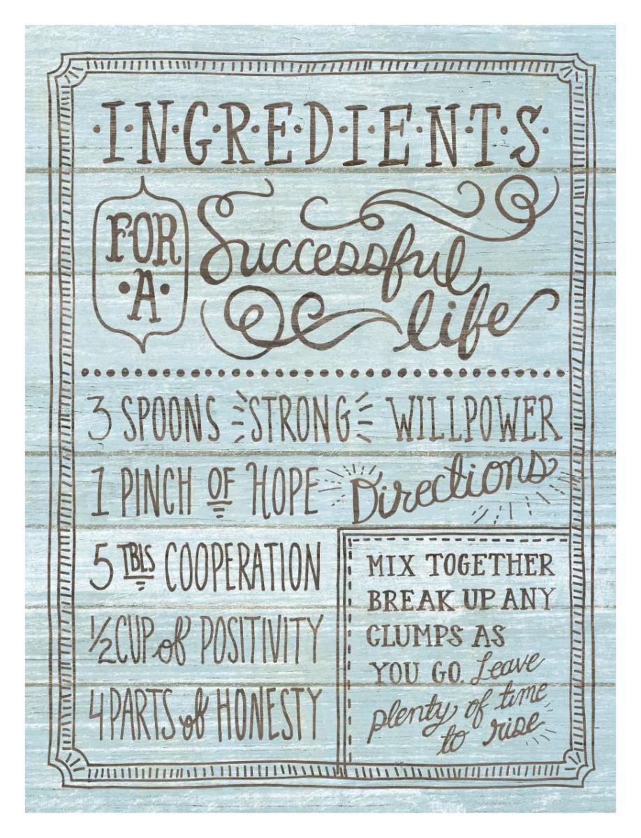 Ingredients For Life I Blue -Paper Art-26"x34"