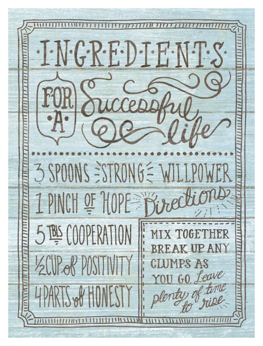 Ingredients For Life I Blue -Paper Art-32"x42"