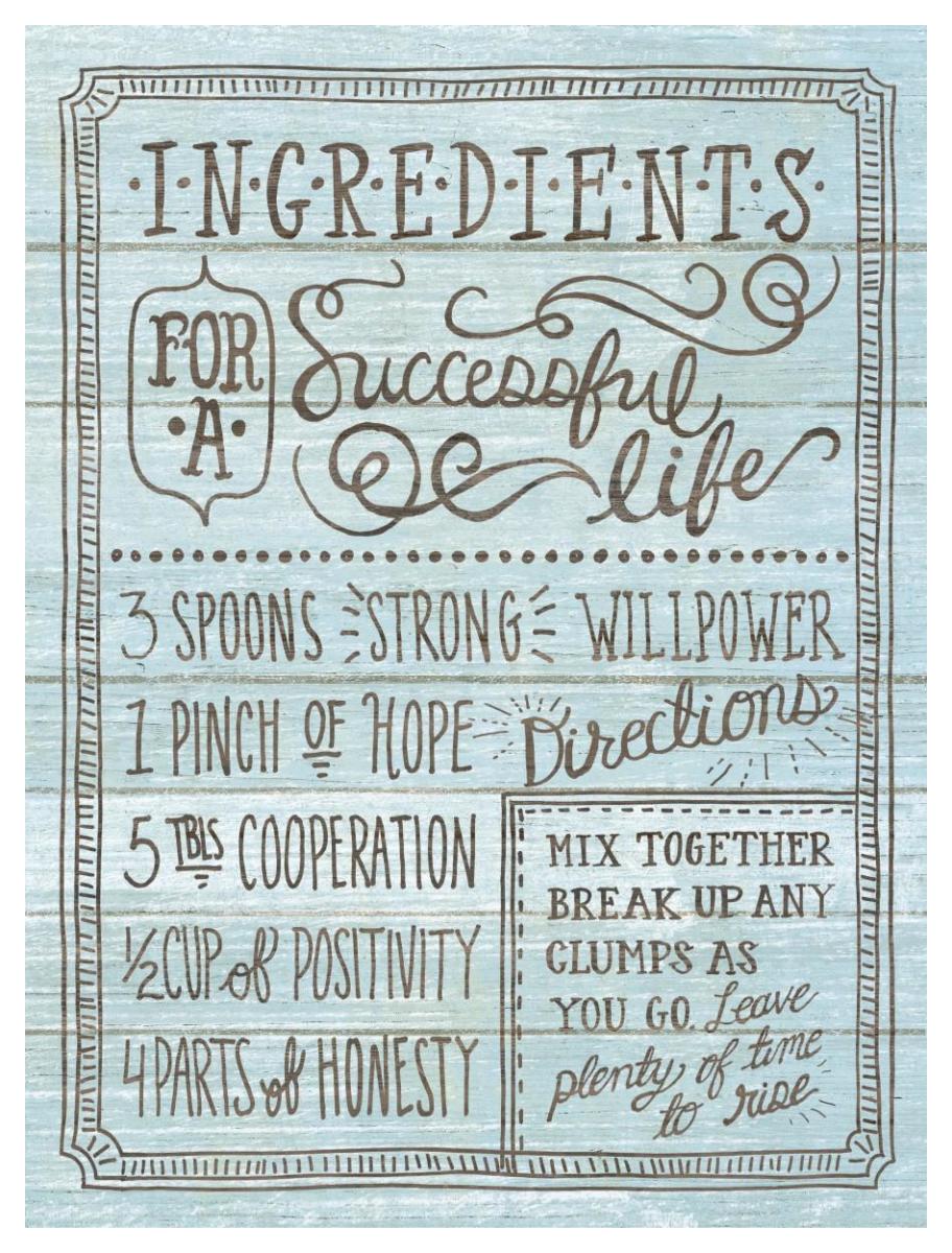 Ingredients For Life I Blue -Paper Art-38"x50"