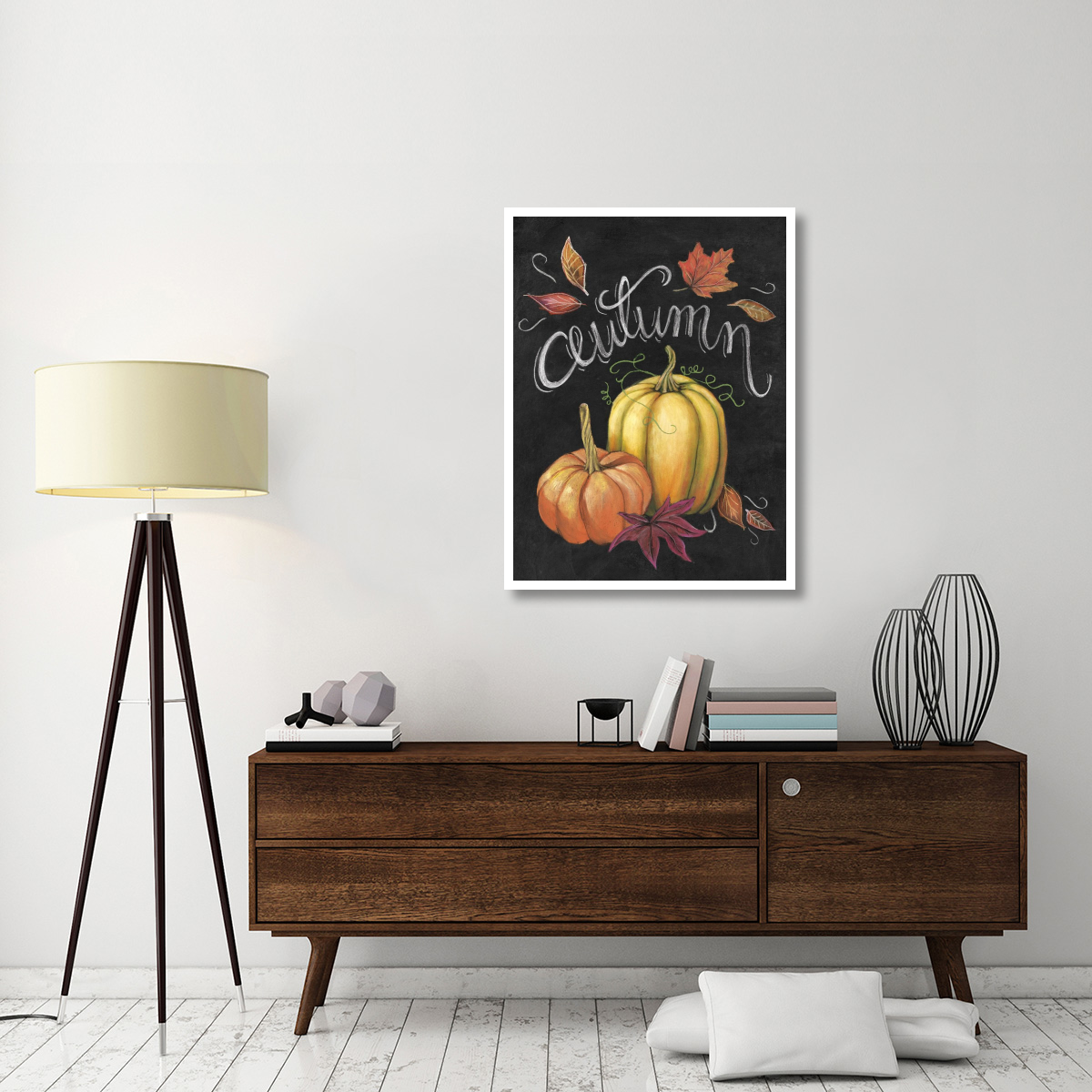 Autumn Harvest I Gold Pumpkin -Paper Art-32&quotx42"