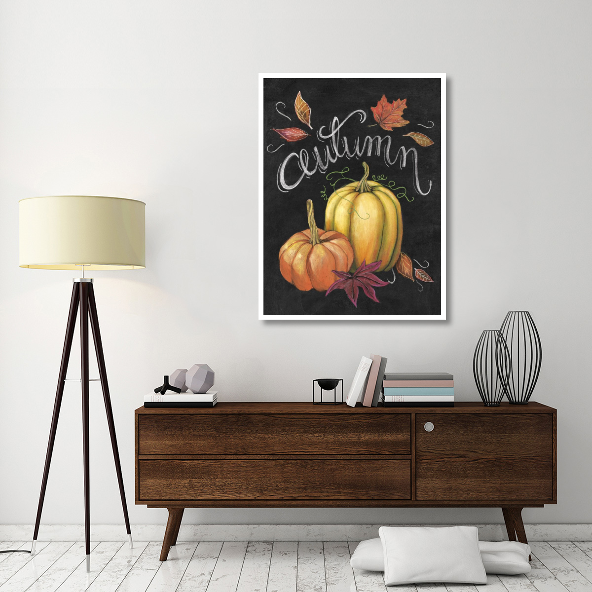 Autumn Harvest I Gold Pumpkin -Paper Art-38&quotx50"
