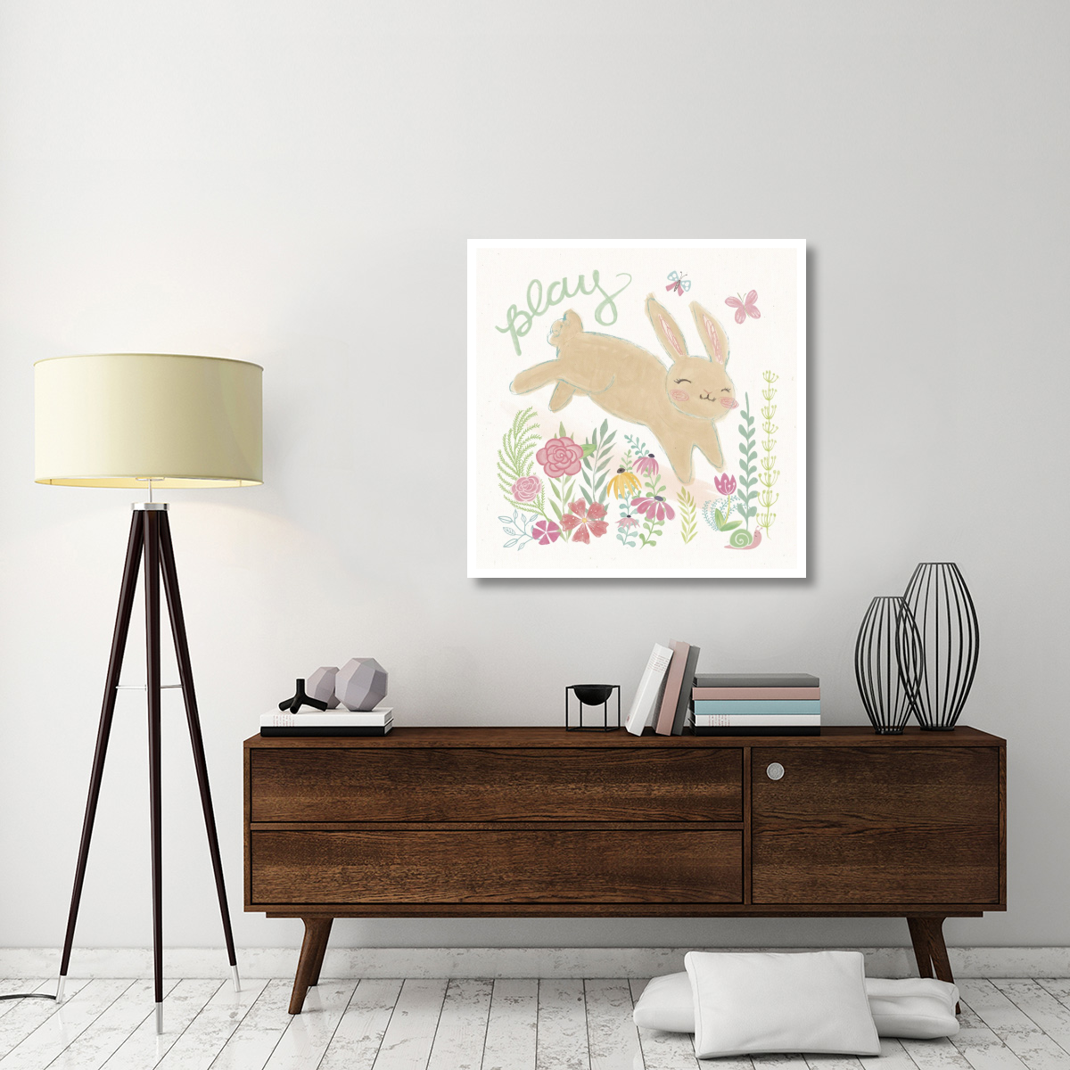 Garden Friends White I -Paper Art-38&quotx38"