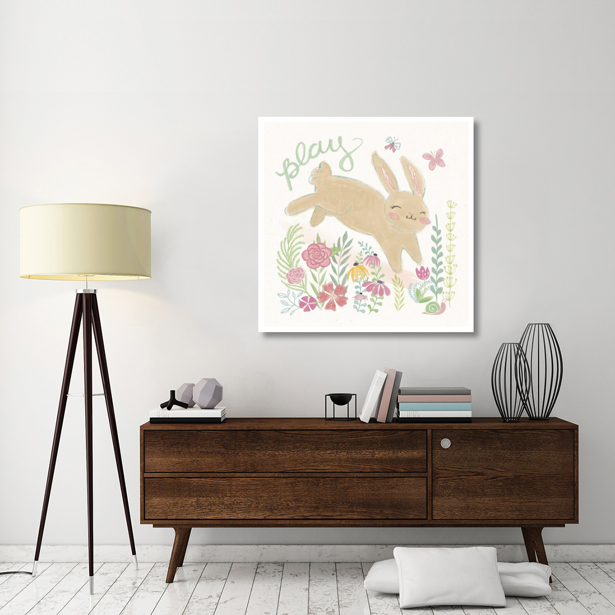 Garden Friends White I -Paper Art-42&quotx42"