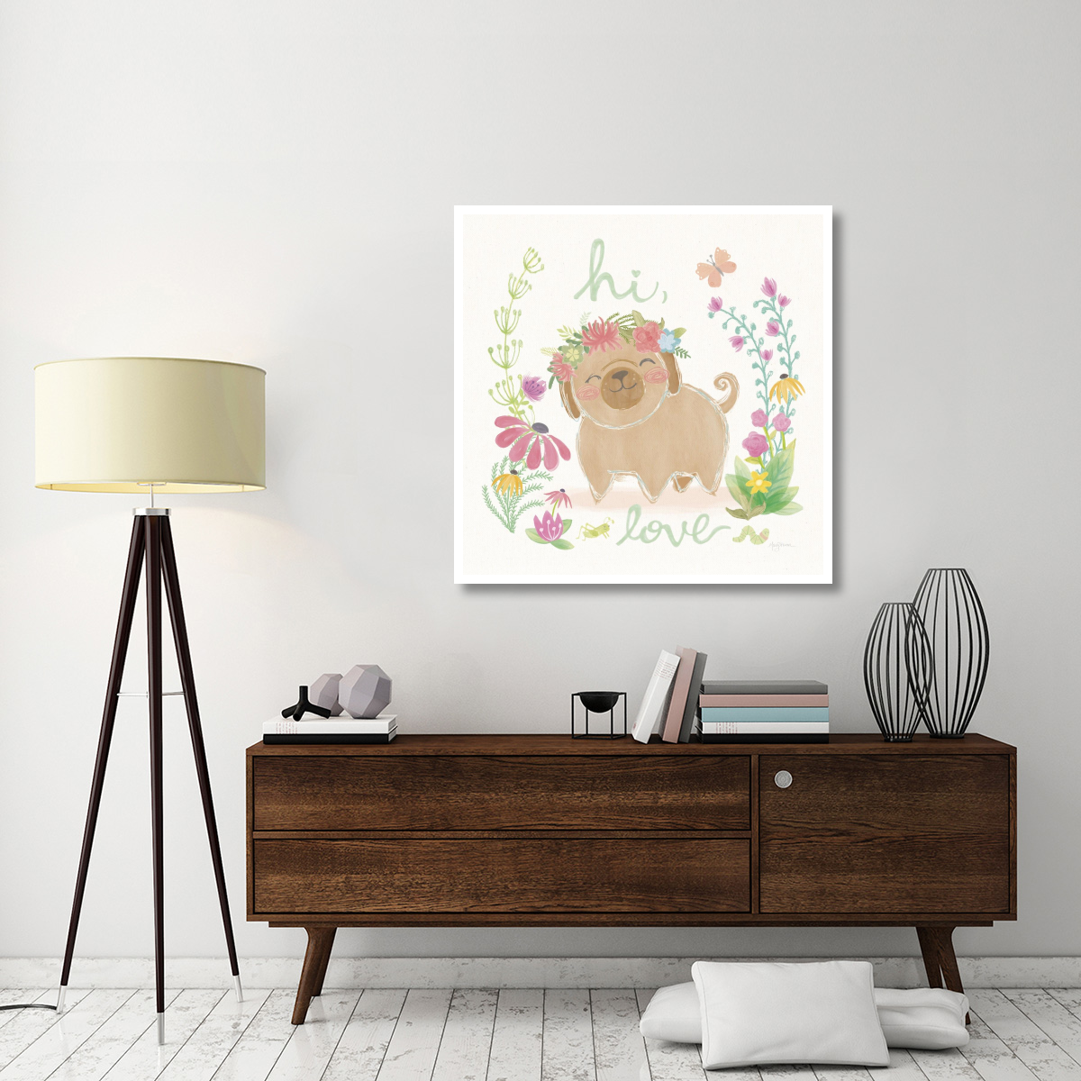 Garden Friends White V -Paper Art-42&quotx42"