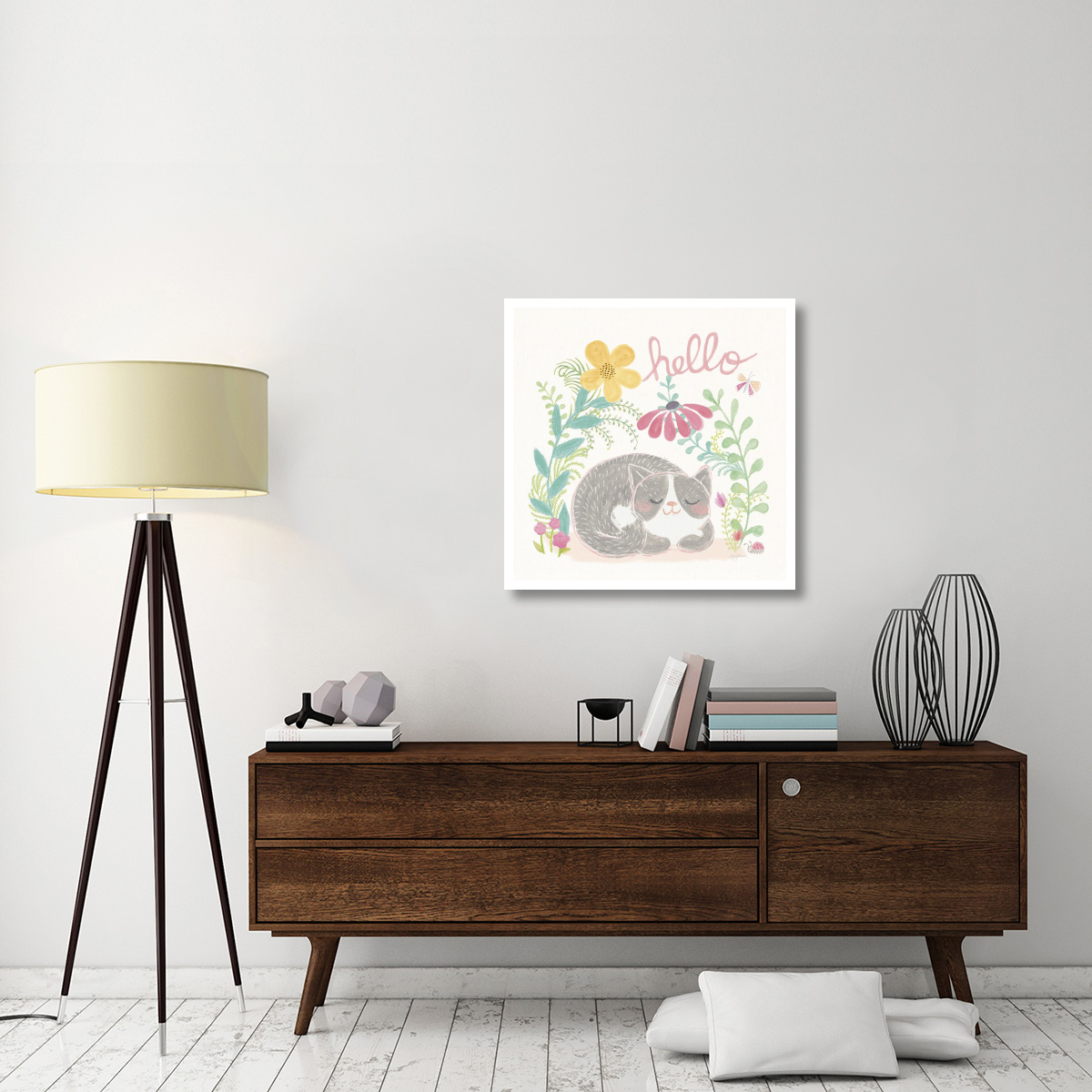 Garden Friends White VI -Paper Art-32&quotx32"