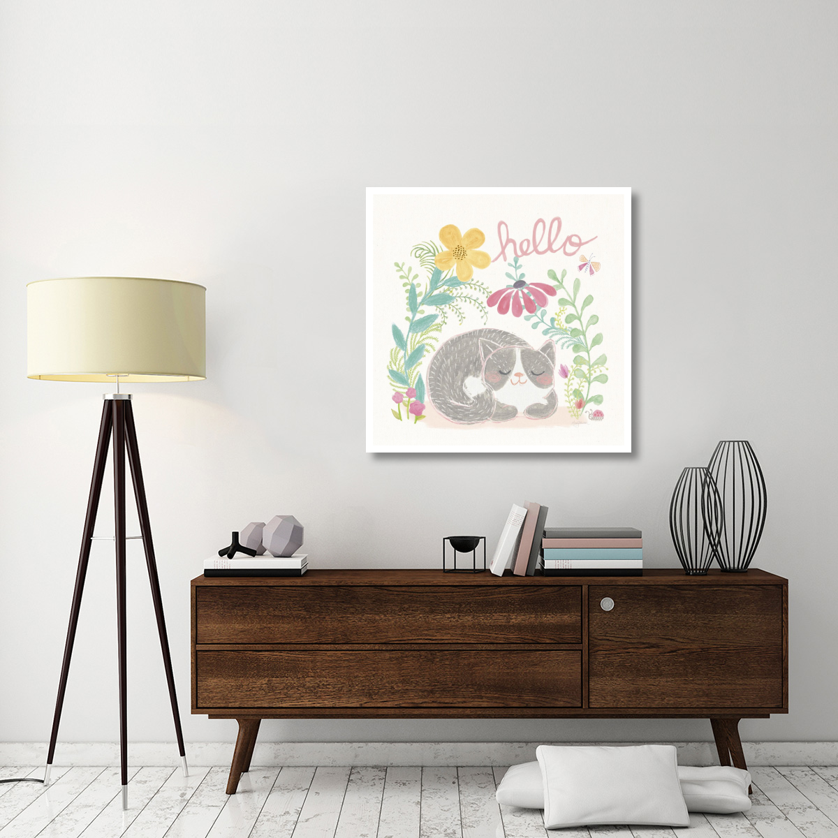 Garden Friends White VI -Paper Art-38&quotx38"