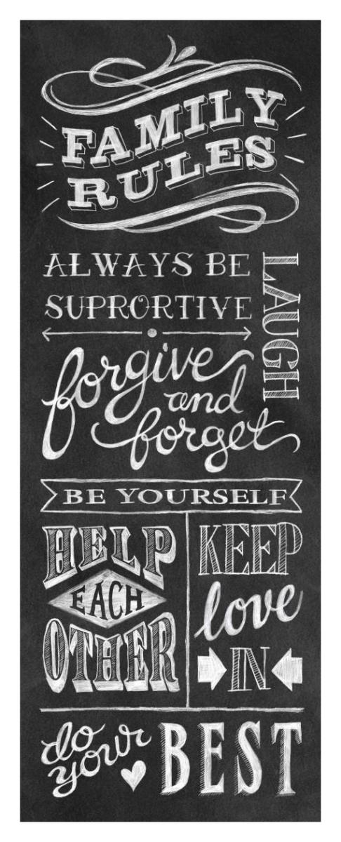 Family Rules I -Paper Art-17.2"x42"