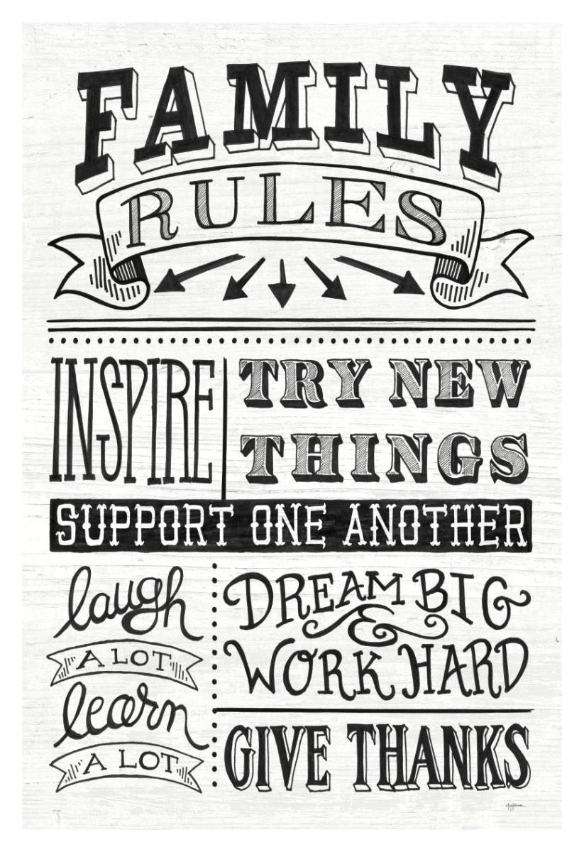 Family Rules II -Paper Art-14"x20"