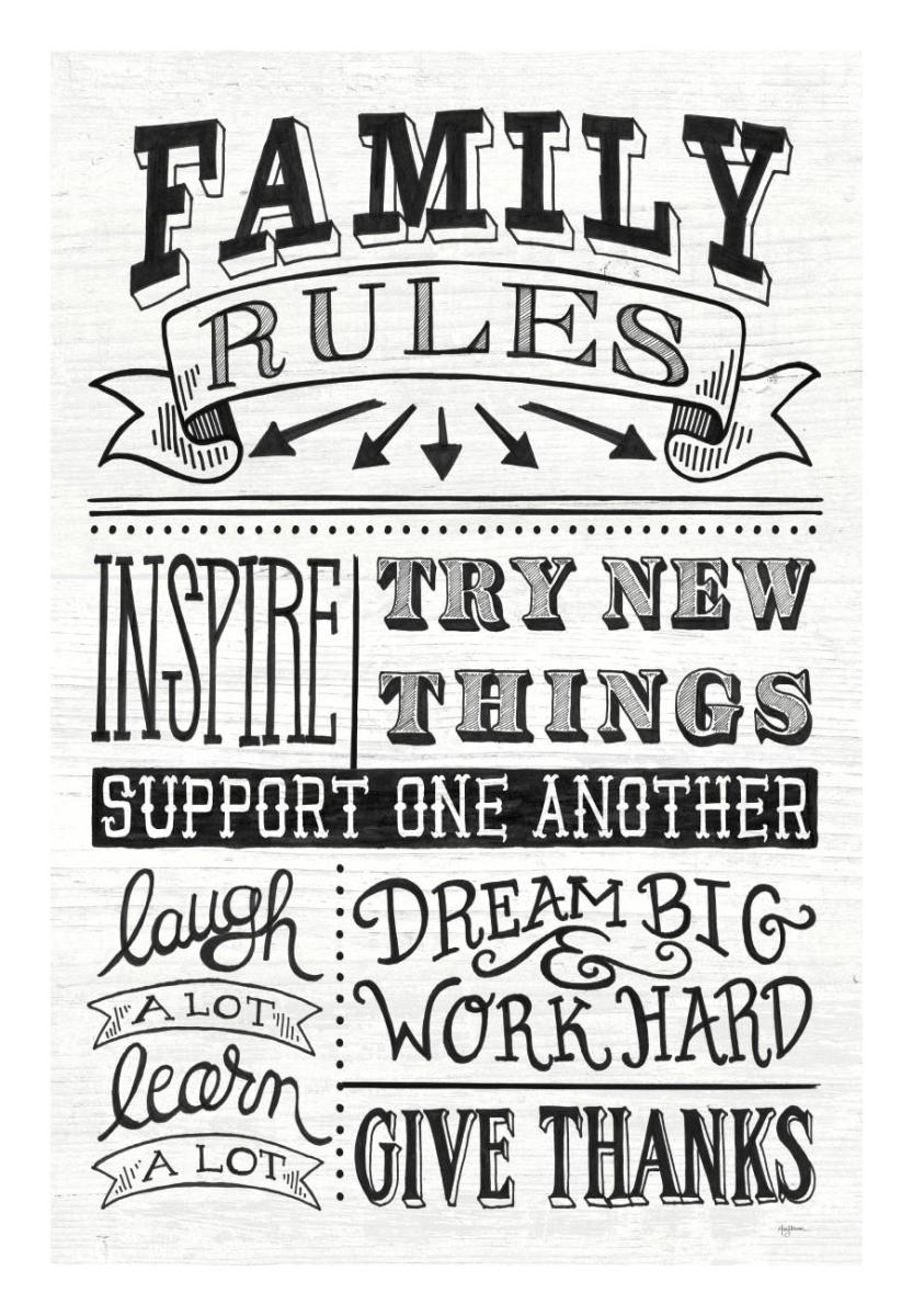 Family Rules II -Paper Art-18"x26"