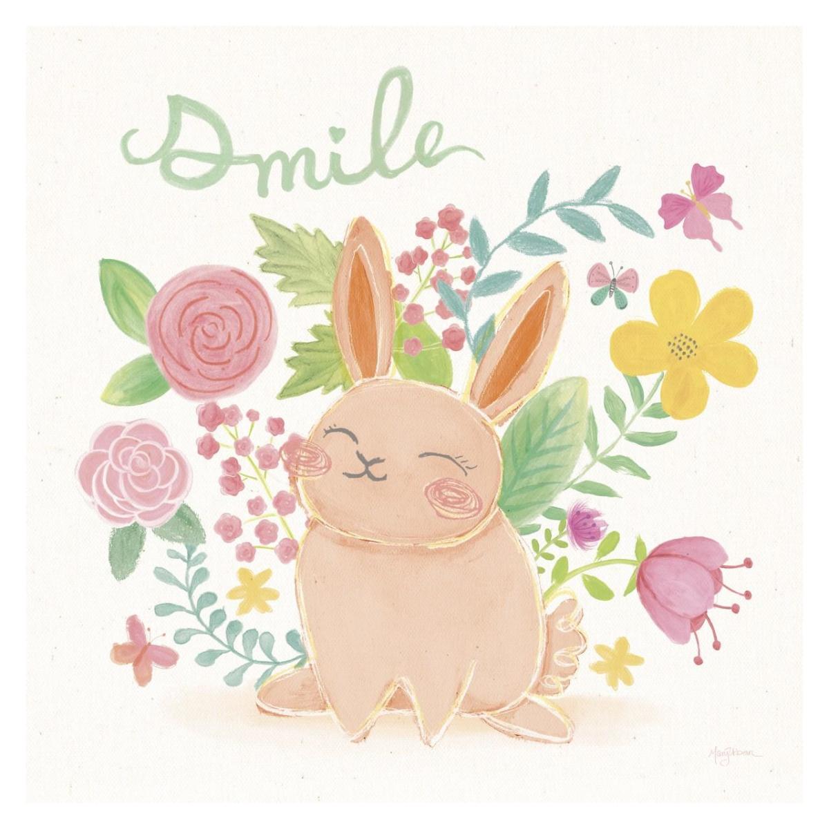 Garden Friends White II Smile -Paper Art-32"x32"