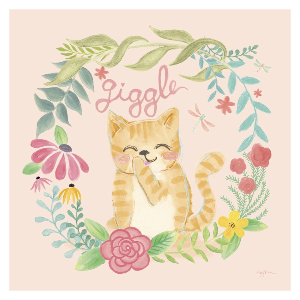 Garden Friends III Giggle -Paper Art-32"x32"