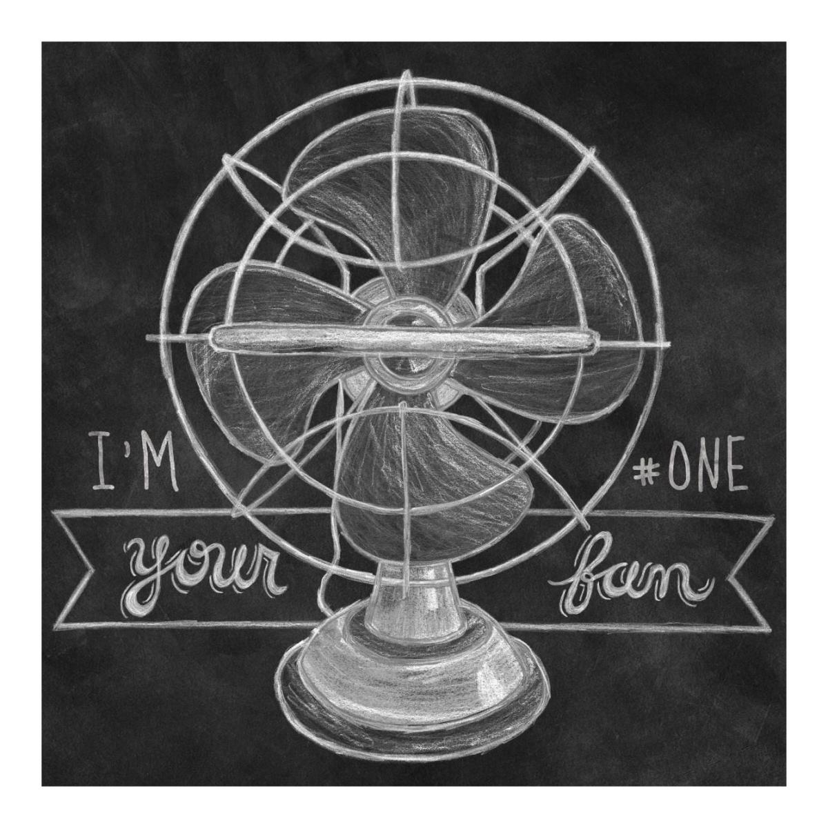 Retro Fan Chalk -Paper Art-20"x20"