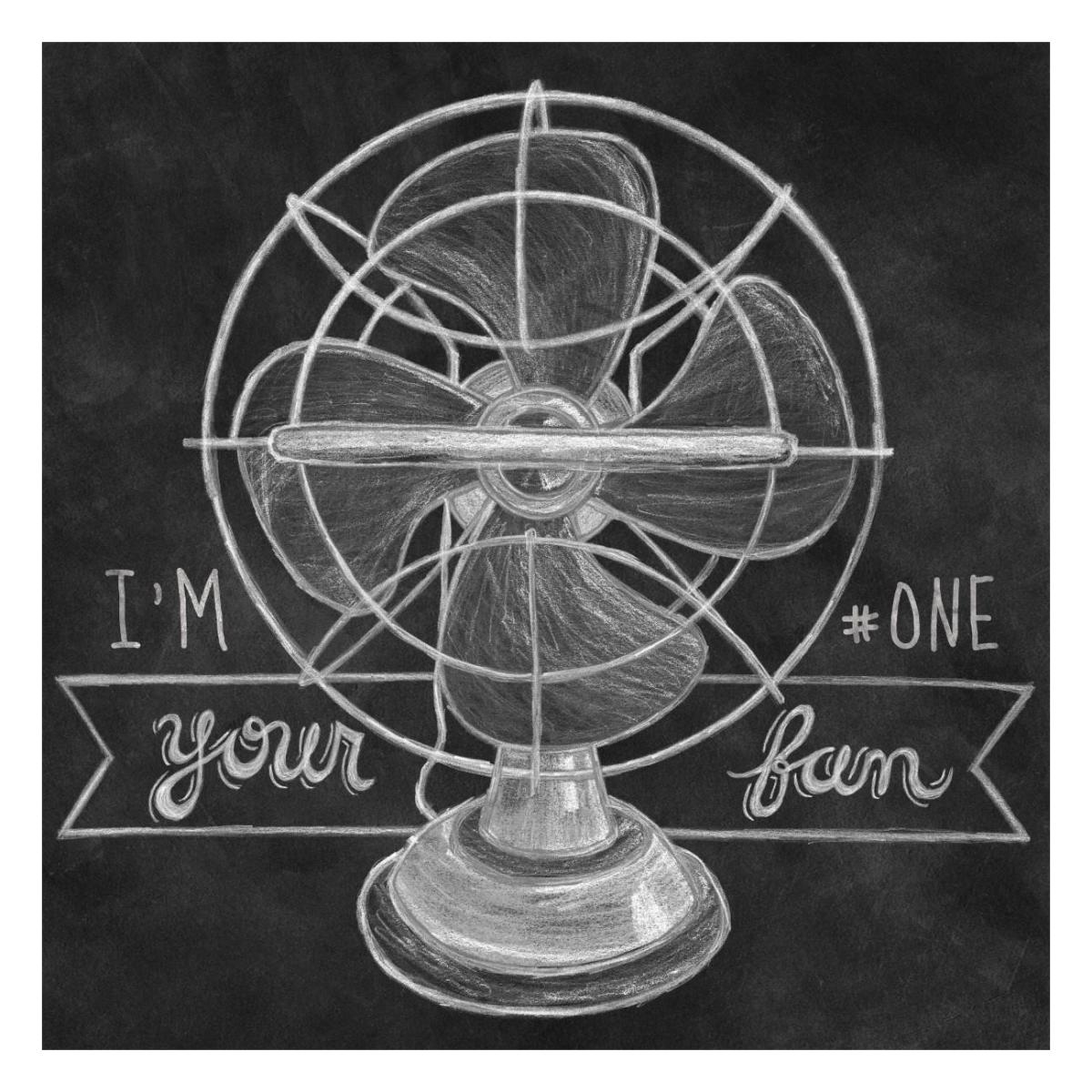 Retro Fan Chalk -Paper Art-26"x26"